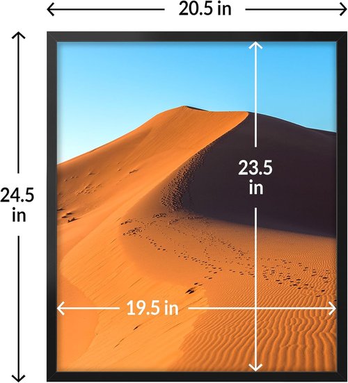 LaVie Home 20x24 Picture Frame - Classic Black Wall Display Frame with HD Plexiglas | Vertical & Horizontal Use