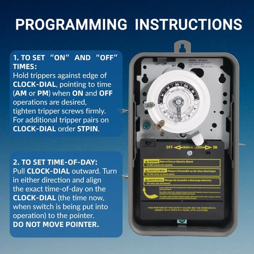 T101R 40A 120V 24-Hour Programmable Timer with 3R Waterproof Enclosure & SPST Dual-Circuit Switch, for Commercial Defrost, Lighting, Fan