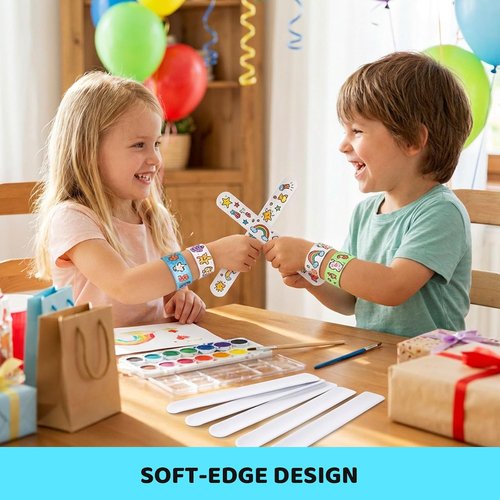 LovesTown 48PCS Slap Bracelets - Blank White Party Wrist Bands for Kids' Birthday Favors & Crafts