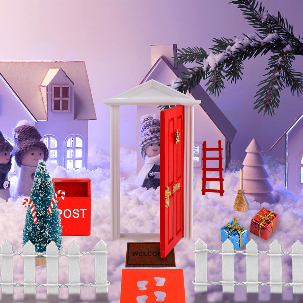 Skiennix Christmas Fairy & Elf Door - Magical Miniature Accessories for DIY Decor | Tiny Elf Kit