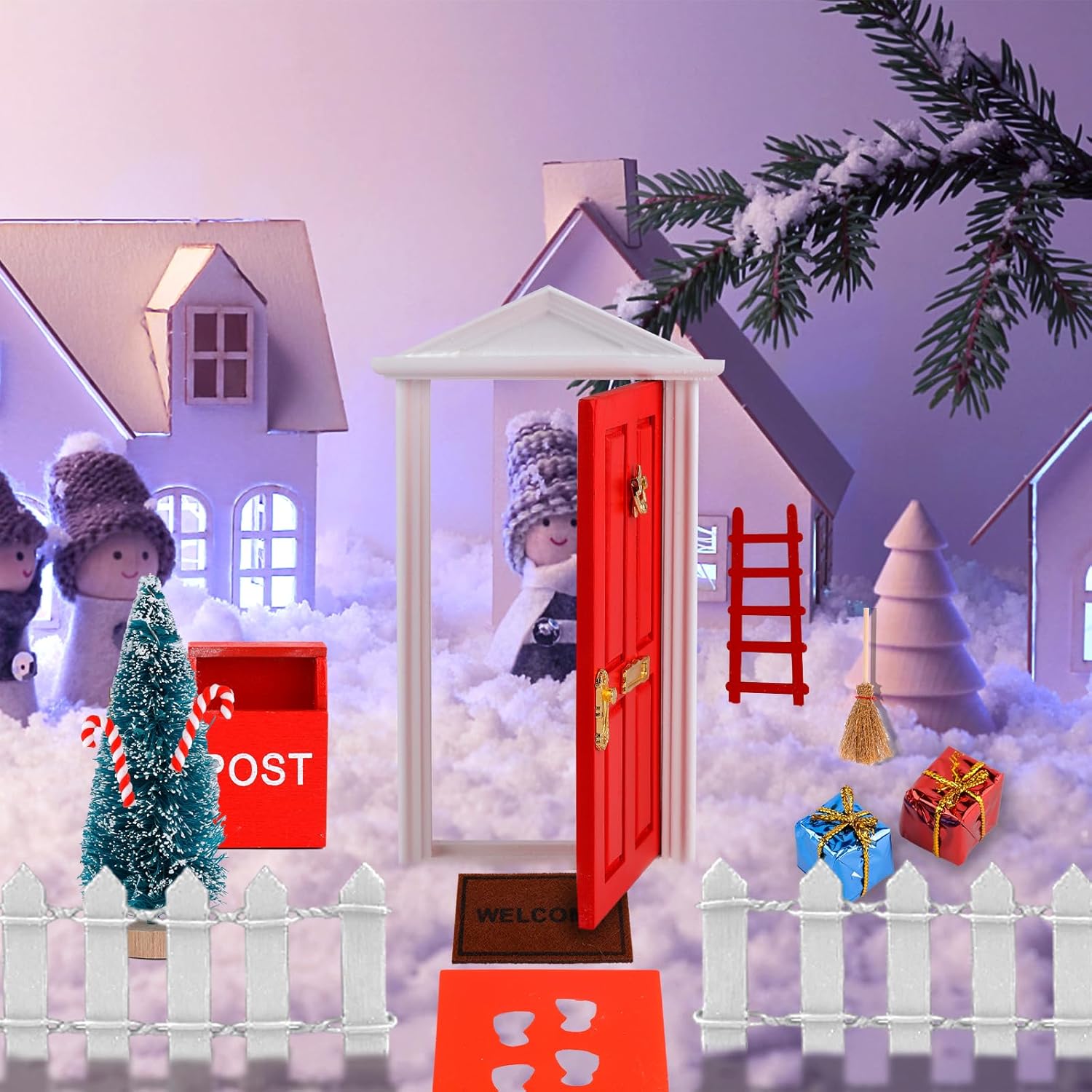 Skiennix Christmas Fairy & Elf Door - Magical Miniature Accessories for DIY Decor | Tiny Elf Kit