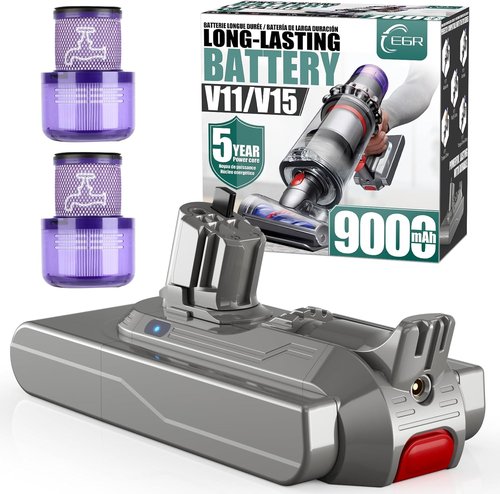EGR 9000mAh V11 Battery Replacement - Click-In Installation for Dyson V11, V15, Absolute, Animal & More