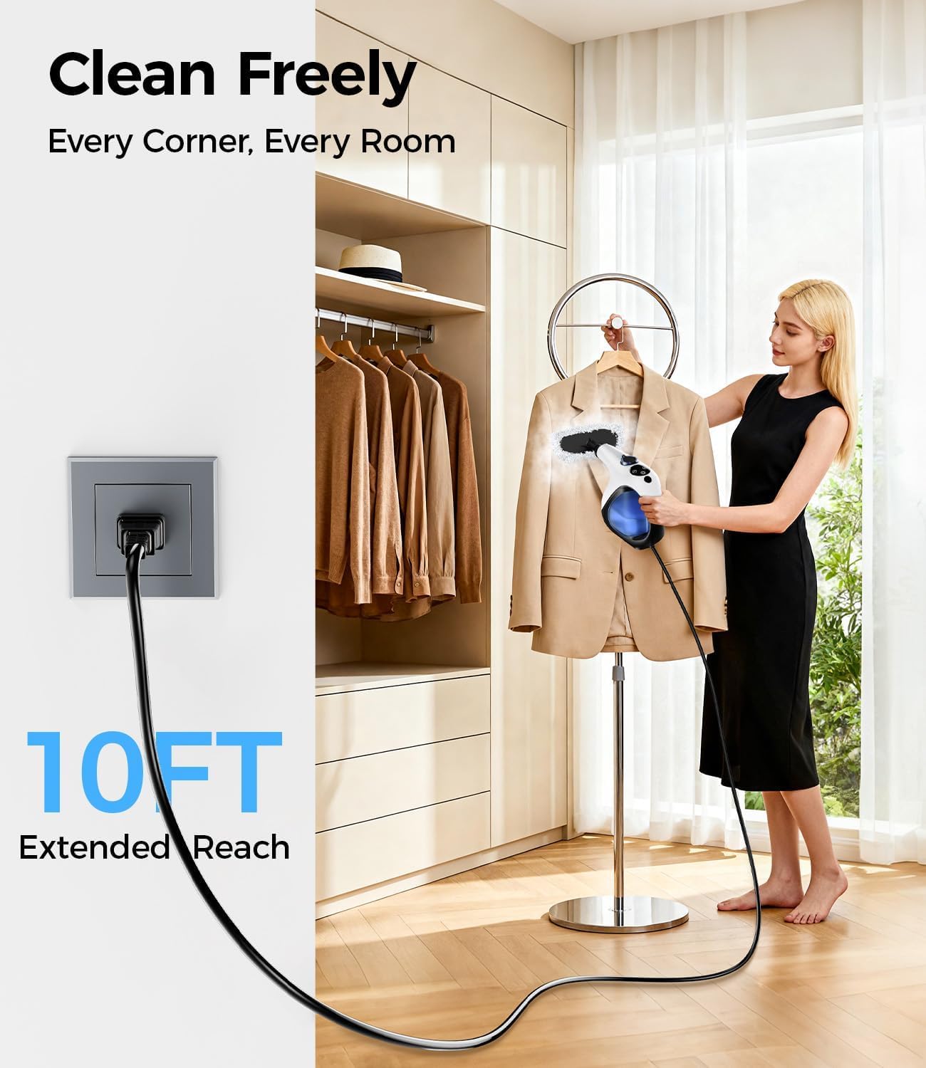 ADICOM Handheld Steam Cleaner for Home 3s Instant Heat-Up No Need to Wait, Upgrade 2 LB Light Weight Easy Refill Portable Steamer Cleaner for Furniture Couch Grout Walls Kitchenware Cleaning
