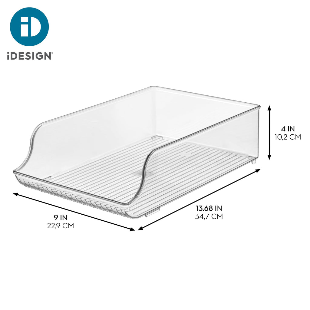 iDesign Plastic Water Bottle Organizer for Fridge, Bottle Holder for Kitchen and Pantry, Clear, 2-Pack