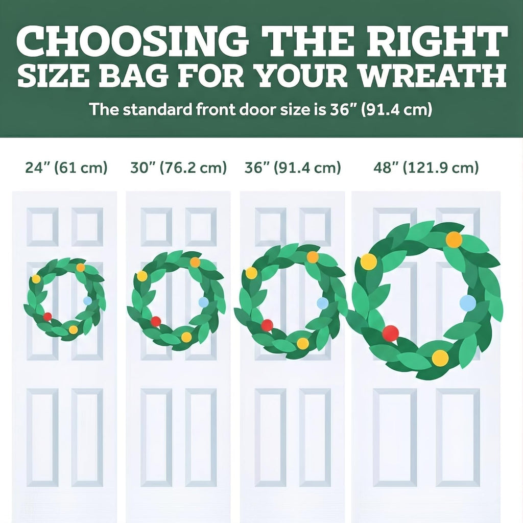 ZOBER Oxford Christmas Wreath Storage Container - 48 Inch Waterproof Bag with Dual Zippers & Durable Handles - Green