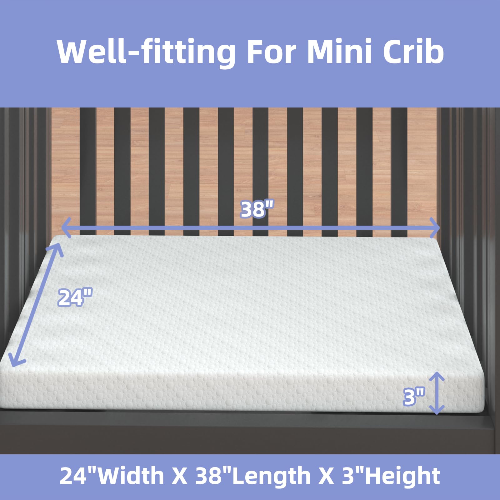 pareler bear 3"x24"x38" Mini Mattress, 38" Lx24 W Premium Foam Mattress, Waterproof Soft Breathable Outer Cover, White