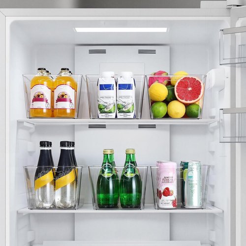 Clear Storage Bins - 12 Pack Large Organizer Bins with Handles & Labels for Home, Kitchen, Bathroom