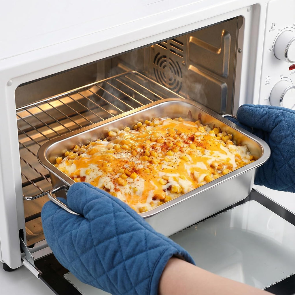 Stainless Steel Lasagna Pan by [Brand Name] - 4 Inch Extra Deep with Lid & Handles | 14x10.6 Inch Nonstick Roasting Dish