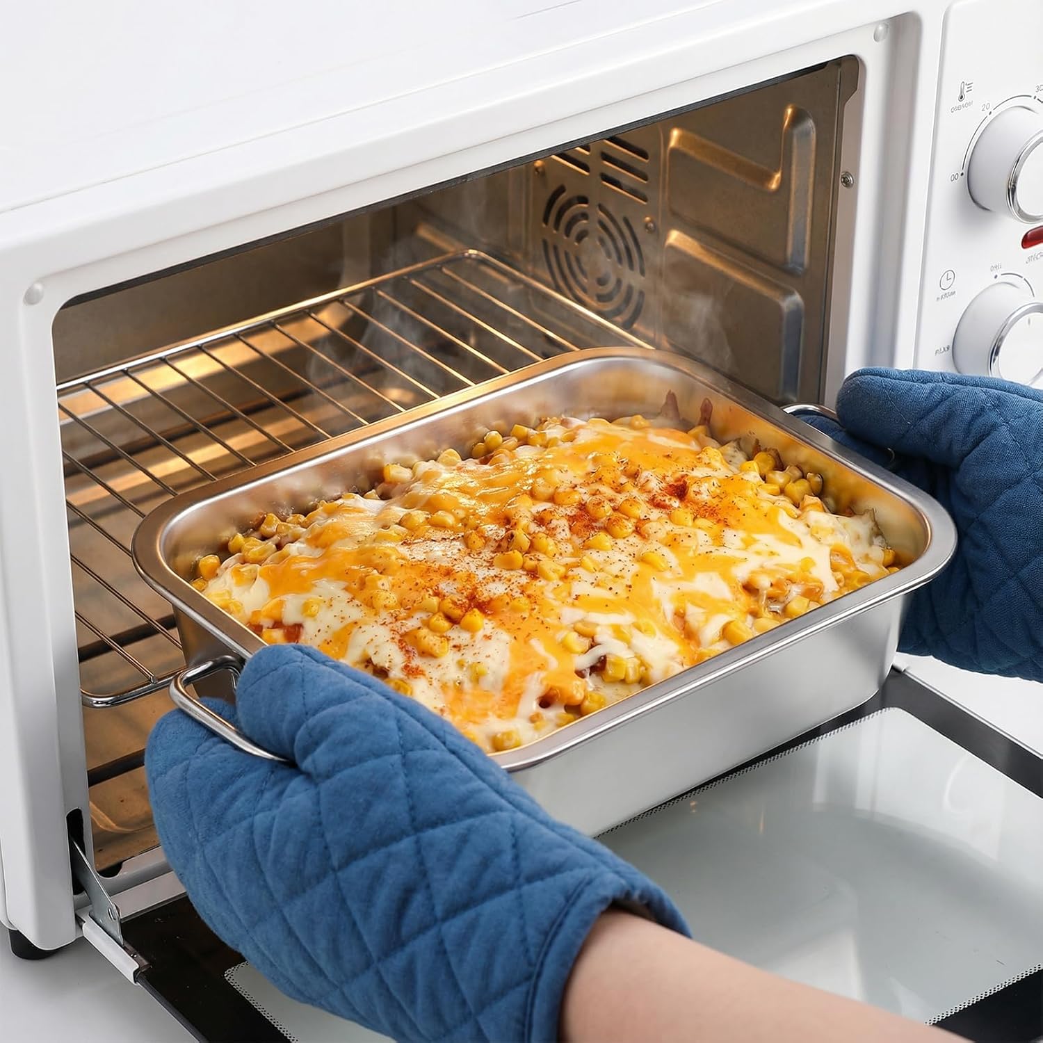 Stainless Steel Lasagna Pan by [Brand Name] - 4 Inch Extra Deep with Lid & Handles | 14x10.6 Inch Nonstick Roasting Dish