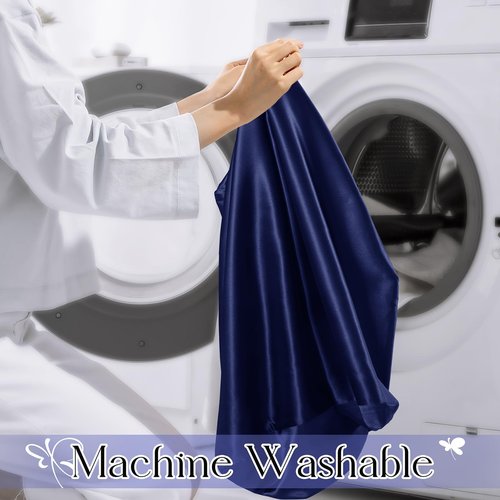 RUDONG M Satin Wedge Pillow Cover 25"x25"x8" - Soft Breathable Zippered Wedge Pillow Case, Machine Washable Pillowcase (Navy Blue, 1 Pack - Pillow Not Included)