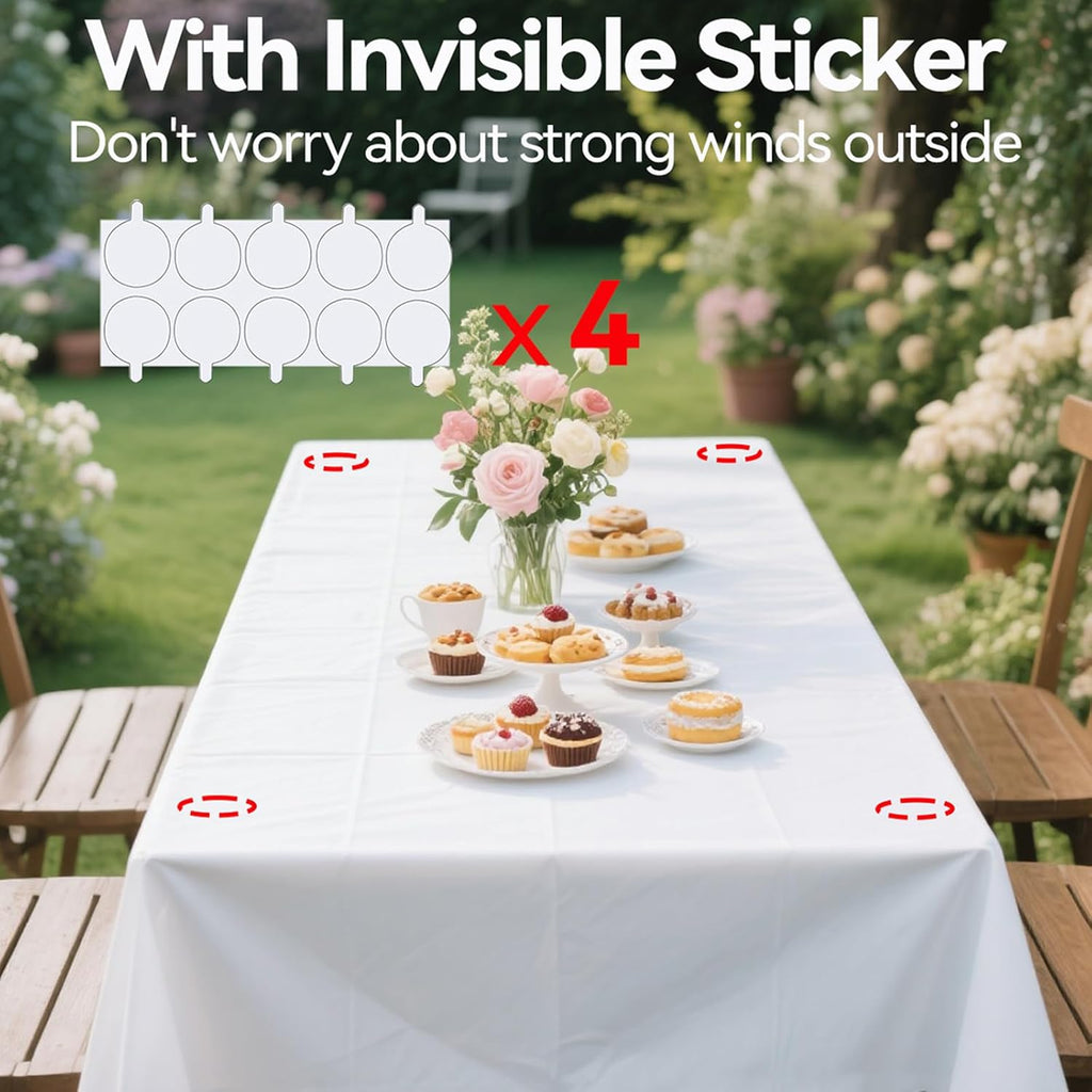 Skiennix 10 Pack White Disposable Tablecloths - 54" x 108" Rectangle Covers for Weddings, Picnics & Parties