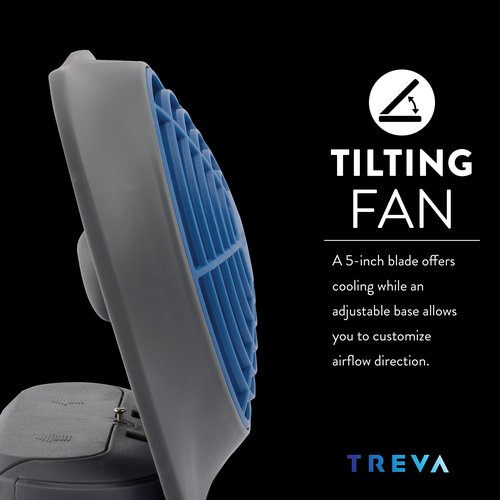 O2COOL Treva 5 Inch Battery Powered Fan Portable Desk Fan 2 Cooling Speeds with Compact Folding & Tilt Design Cubicle Accessories Small Portable (Dark Blue)