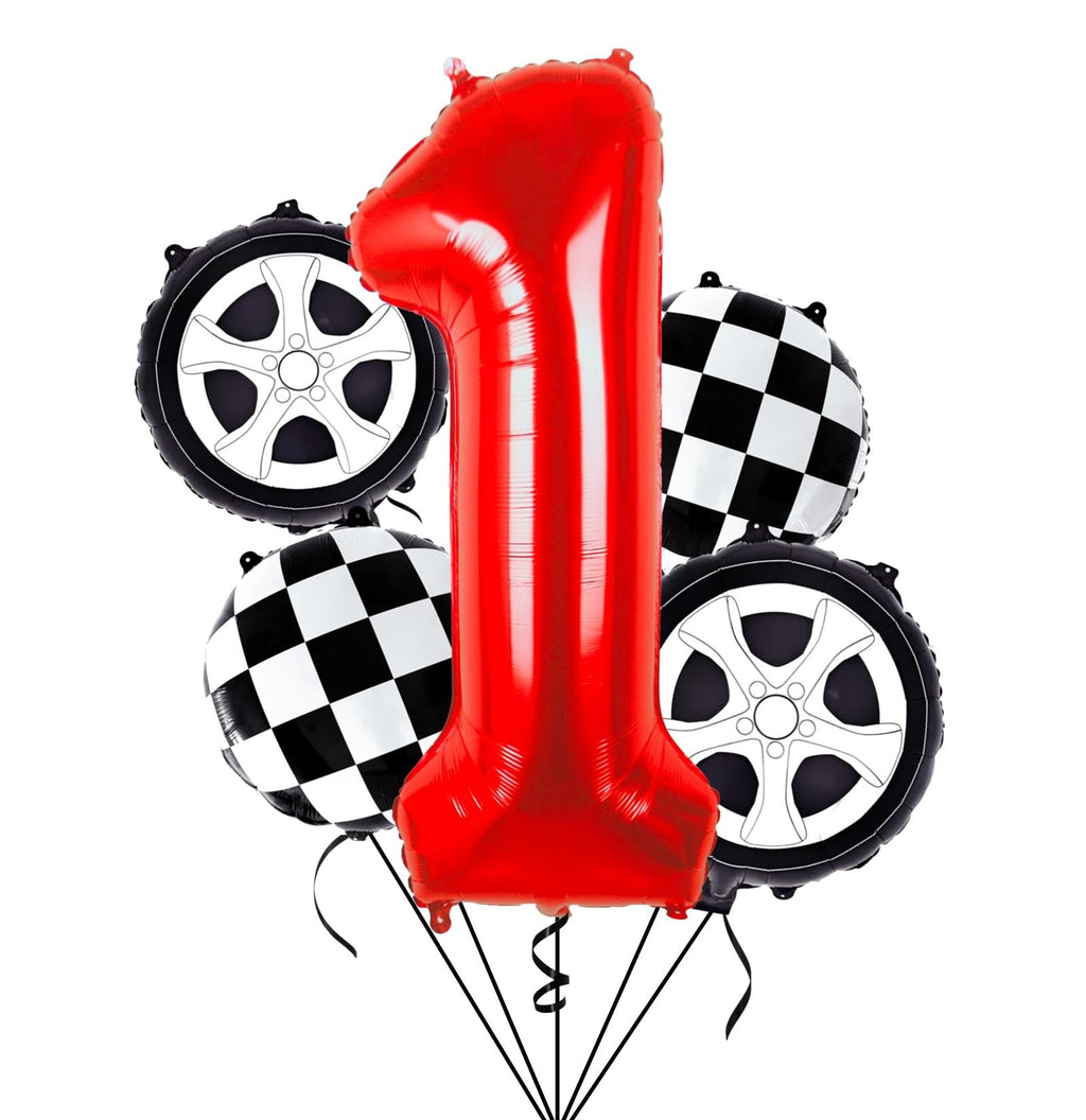 Kwuz Race Car Birthday Balloons Boys Fast One First Birthday Decorations Race Car Theme Wheels Party Decor Supplies Favors Black Red Foil Mylar Helium 1 Balloon Number 40 inch