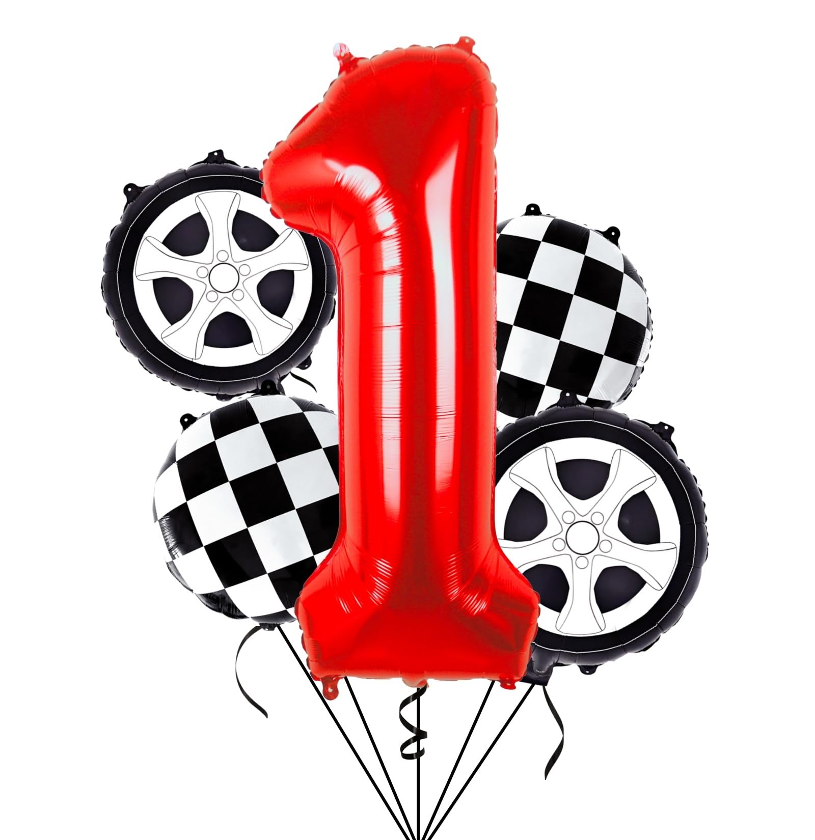 Kwuz Race Car Birthday Balloons Boys Fast One First Birthday Decorations Race Car Theme Wheels Party Decor Supplies Favors Black Red Foil Mylar Helium 1 Balloon Number 40 inch
