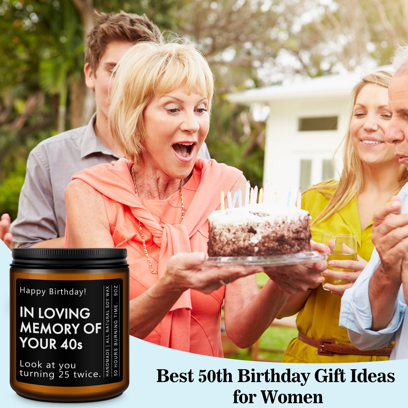 RIZOOCE 50th Birthday Gifts for Her Him, 50 Year Old Birthday Gifts - Funny & Unique Presents for Men & Women Born in 1976, Lavender Scented Candle, 7oz