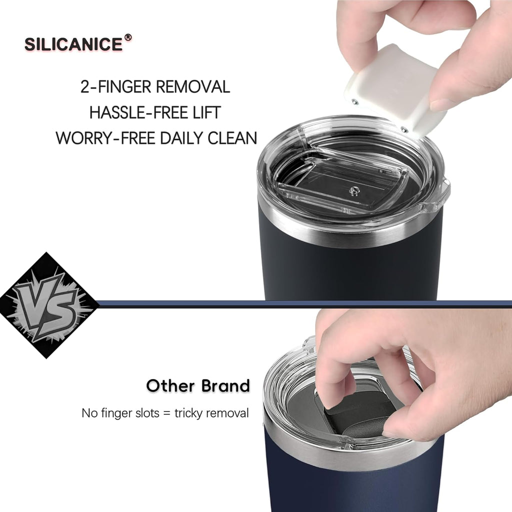 Skiennix 20oz Stainless Steel Vacuum Insulated Tumbler - BPA-Free, Easy-On Lid, Fits Cup Holders | Black