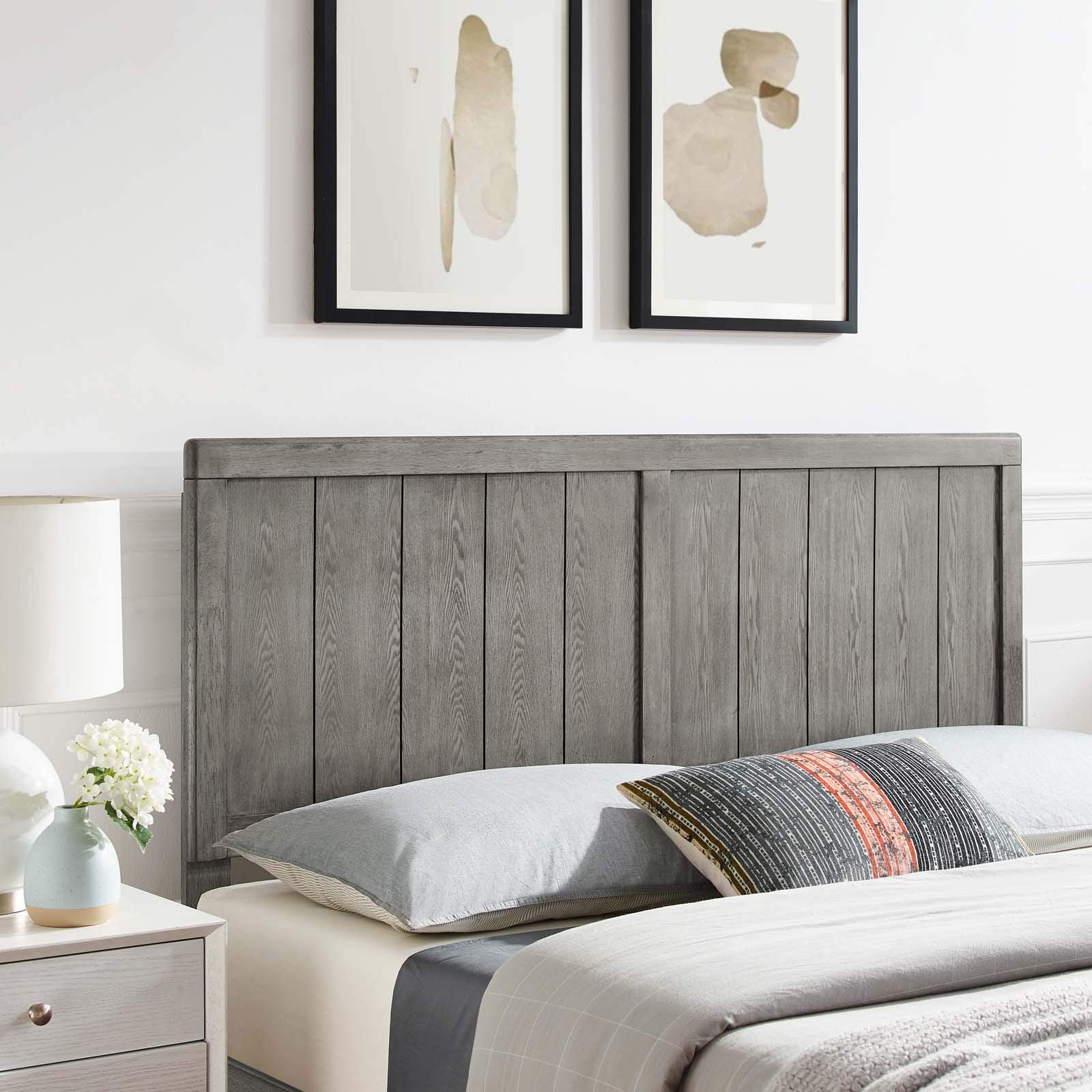 Modway MOD-6216-GRY Robbie Twin Wood Headboard, Gray