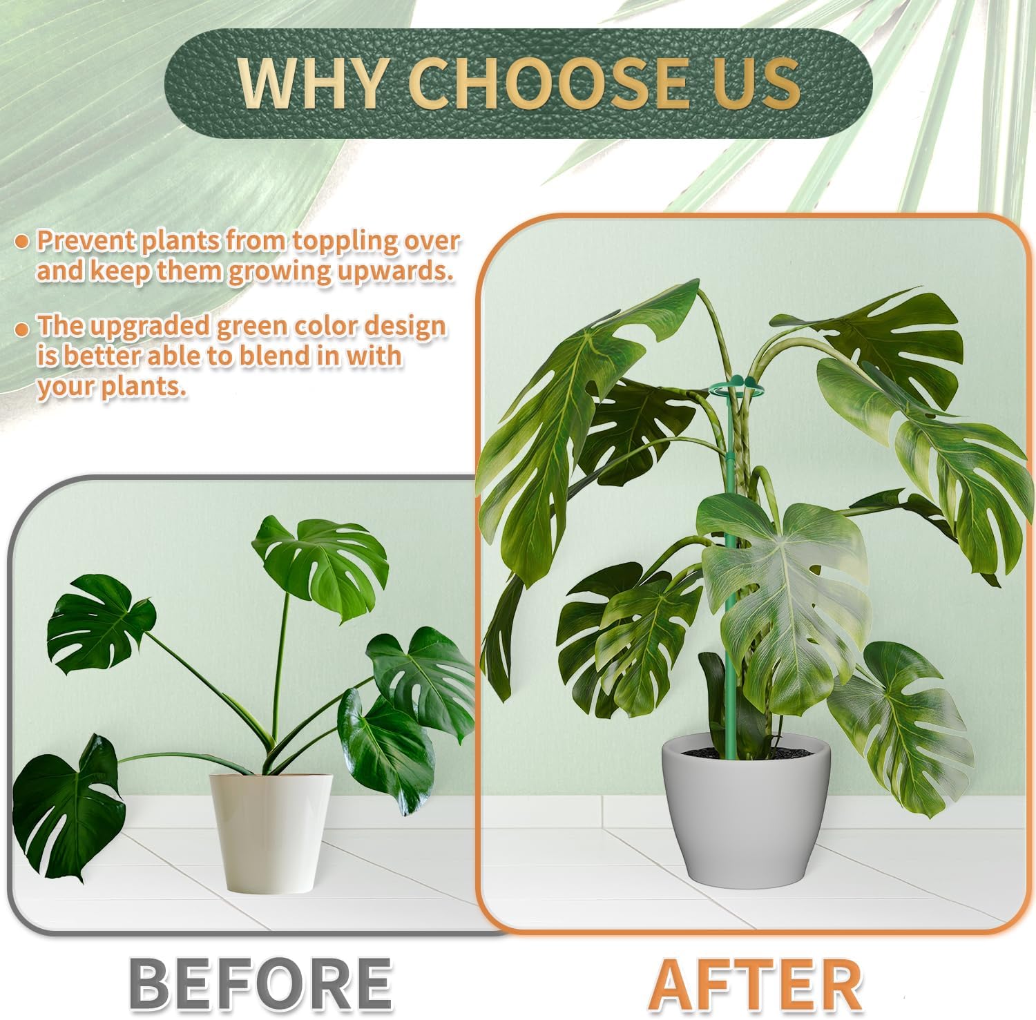 **Telescoping Plant Stakes by [Brand Name] - Adjustable 17.9" to 42.3" Support for Monstera, Orchids & Vines**