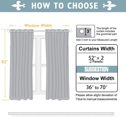 ChrisDowa Blackout Curtains - Thermal Insulated Room Darkening Panels, 63 Inches Long, Aqua (Set of 2)