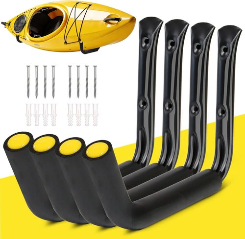 GEEDAR Heavy Duty Garage Storage Hooks - 15" Thickened Steel | 120 LB Capacity, 4-Pack for Kayaks, Ladders, Bikes