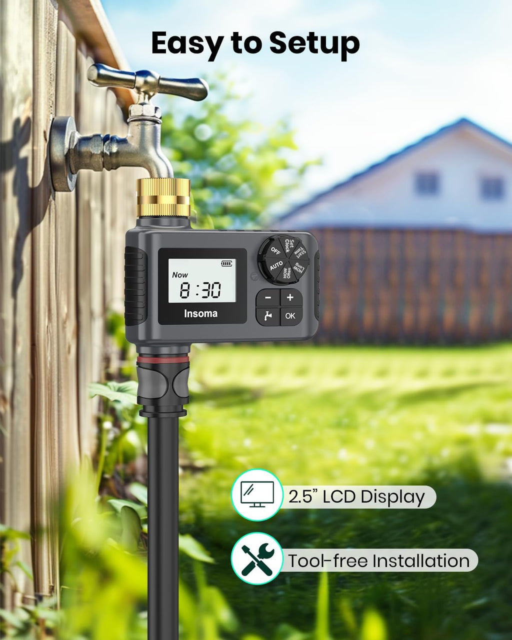 Skiennix Water Timer - 2 PCS Brass Inlet Sprinkler Timer with Rain Delay & Automatic Drip Irrigation System