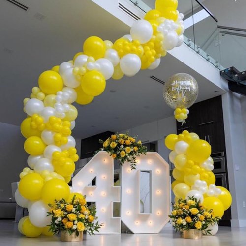 Awenztech Yellow Balloon Arch Kit - 120pcs Latex Balloons in 5-18 Inch Sizes for Baby Shower & Birthday Decor