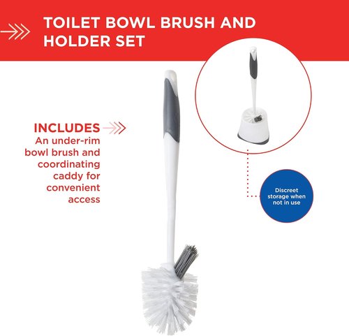 Clorox Toilet Bowl Brush - Under-Rim Design with Corner Storage Caddy | 16 x 5 x 5.5 in