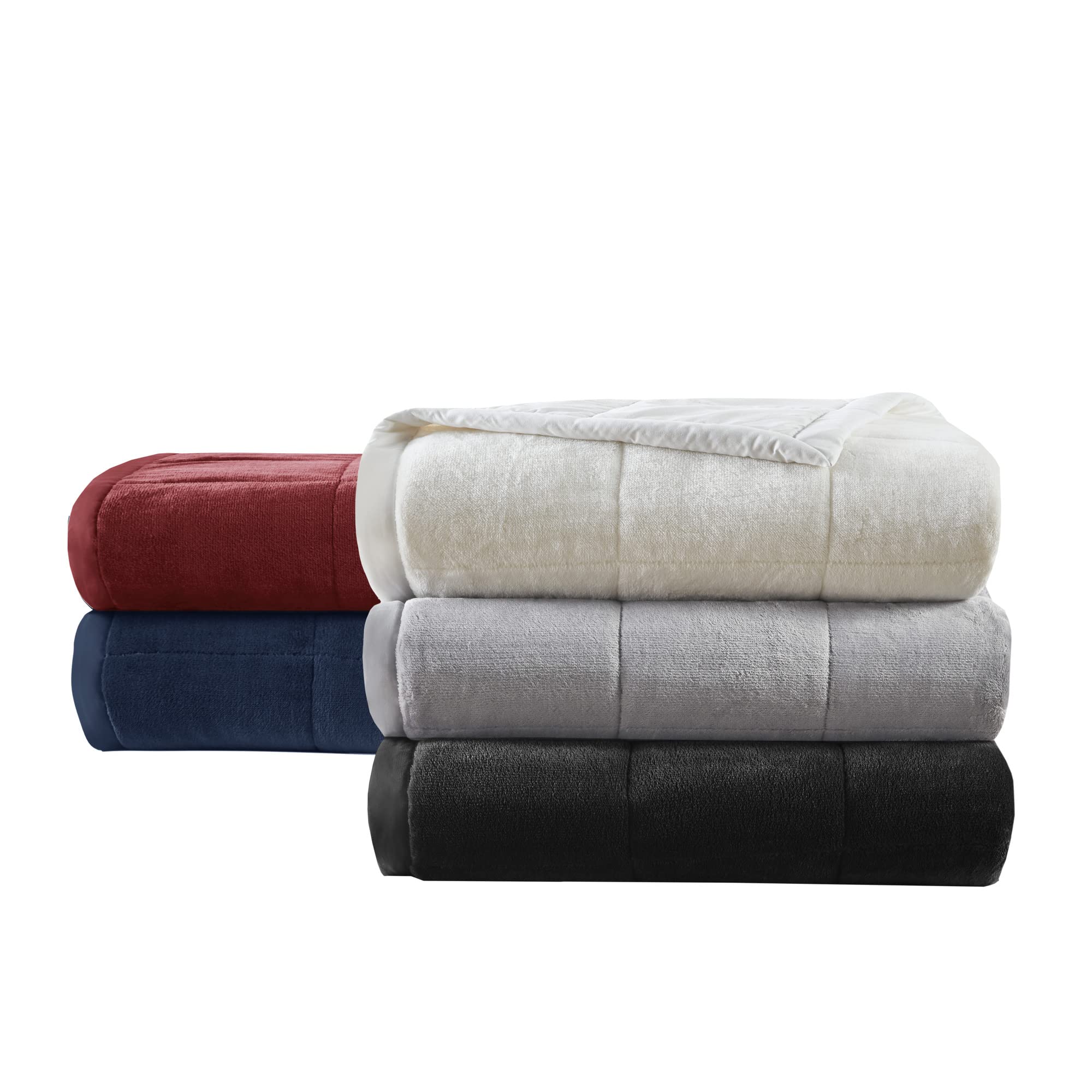 Madison Park Twin Cozy Blanket HeiQ Smart Temperature Plush to Microfiber Reverse Box Quilting, Reversible, Soft All Season, Lightweight Summer Cover, for Bed, Couch and Sofa, Twin/Twin XL, Grey