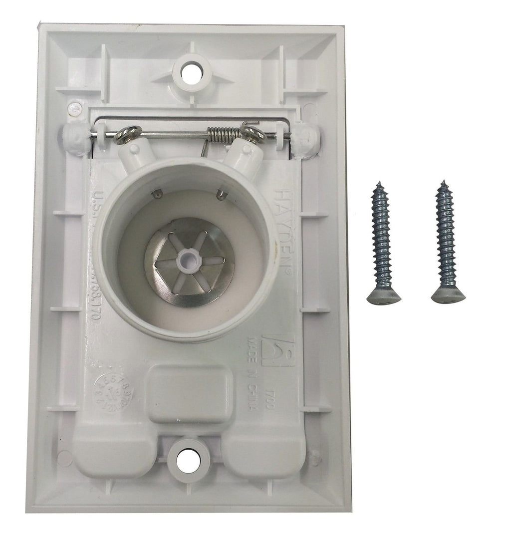 Central Vacuum Square Door Low Volt Inlet Wall Plate - White