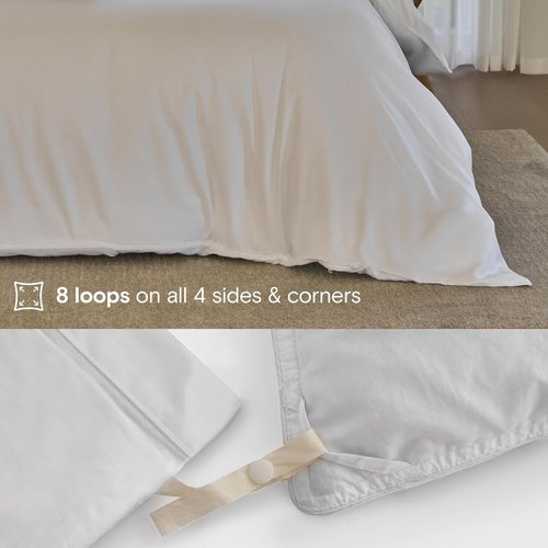 DOZ Duvet Cover Set - Buttery Soft Bamboo Viscose | Cooling & Organically Grown | 90"x90" (Snow, Full/Queen)