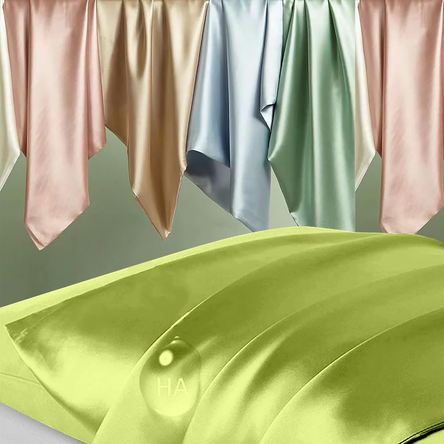 Mulberry Silk Pillowcase - Queen Size Natural Silk for Hair & Skin | Olive Green with Zipper