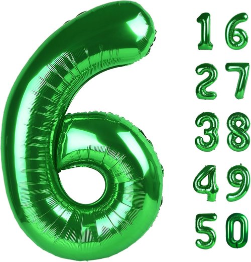 Jumbo Mylar Foil Balloon - 40 Inch Green Number 6 - Perfect for Birthday & Wedding Celebrations