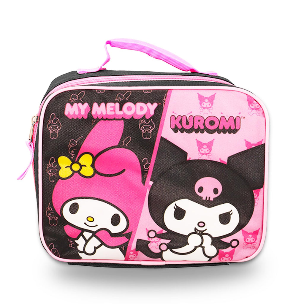 SANRIO My Melody and Kuromi Backpack & Lunch Box Set - 16' Backpack, Lunch Bag, Water Bottle, Stickers