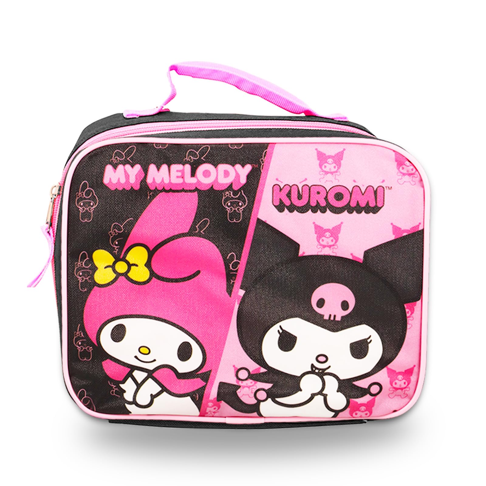 SANRIO My Melody and Kuromi Backpack & Lunch Box Set - 16' Backpack, Lunch Bag, Water Bottle, Stickers