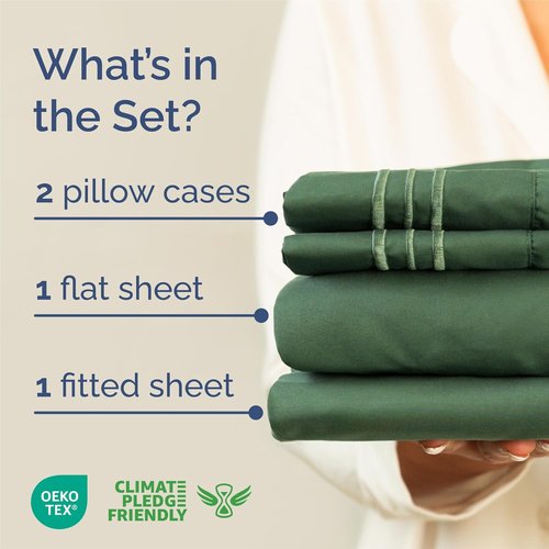 King Size 4 Piece Sheet Set - Comfy Cooling Bed Sheets for Luxury Bedding - Deep Pockets, Soft & Wrinkle-Free - Oeko-Tex Certified, Emerald Green