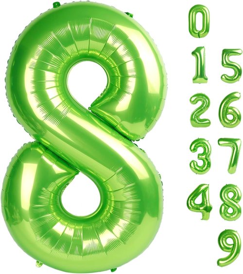 Light Green Number 8 Balloon by [Brand Name] - 40 Inch Birthday Decoration for Men & Boys | Perfect for 8th Birthday Parties, Weddings & Graduations