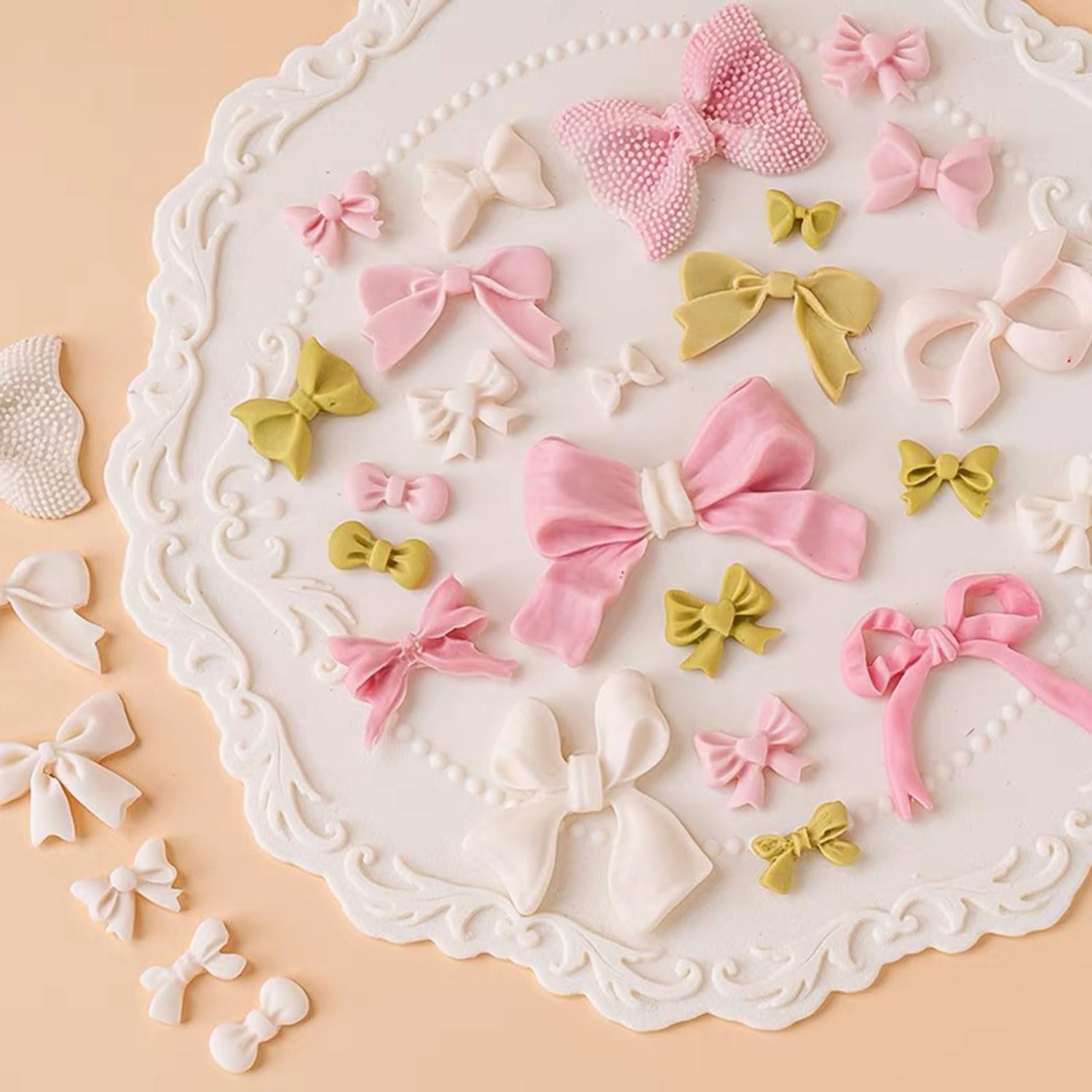 5 Pack Silicone Bow Fondant Mold Heart Silicone Molds Bowknot Cake Pop Mold Chocolate Candy Bow Molds for Birthday Wedding Party DIY Cake Decoration - Reusable Baking Tools Gift for Bakers