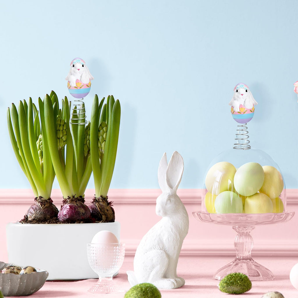 Zomiboo Easter Bunny Miniature Tree Topper Ornaments Easter Tree Topper Decorations 4 Inches Mini Bunny Ornaments for Holiday Spring Trees Party Supplies Home Decor