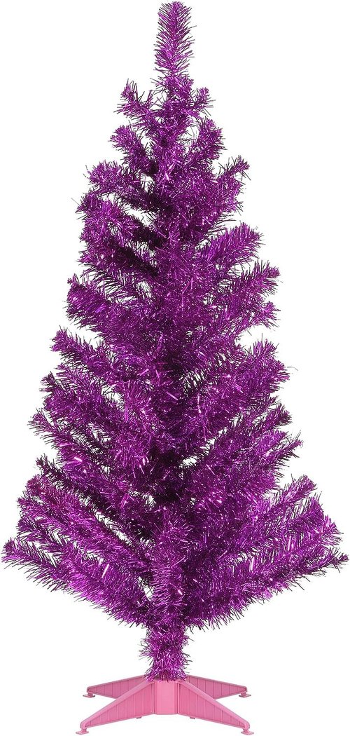 National Tree Company Artificial Christmas Tree, Pink Tinsel, Includes Stand, 3 feet