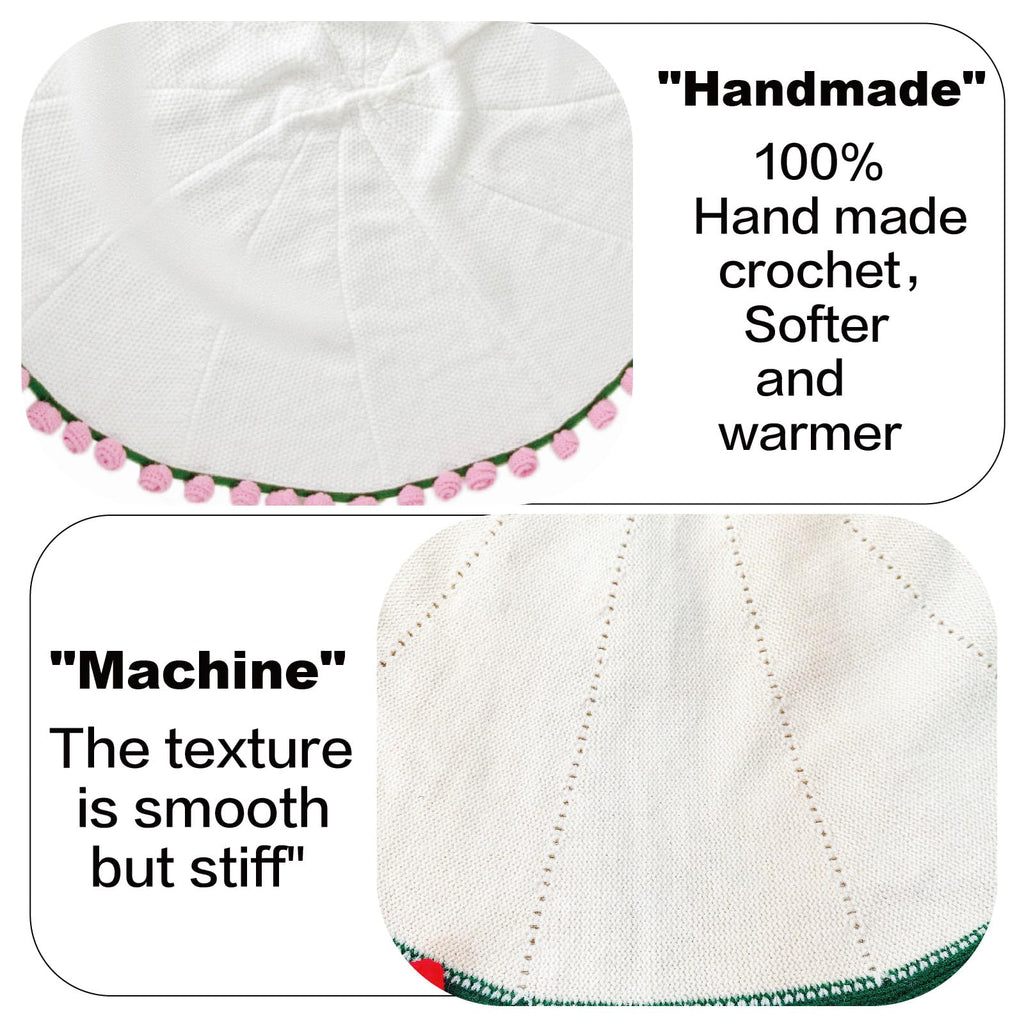 SoffMoiis 47-Inch Round Crochet Rose Flower Bouquet Blanket for Bed & Couch, Romantic Gift for Daughter Birthday, Valentine, Christmas,Mother's Day (Pink)