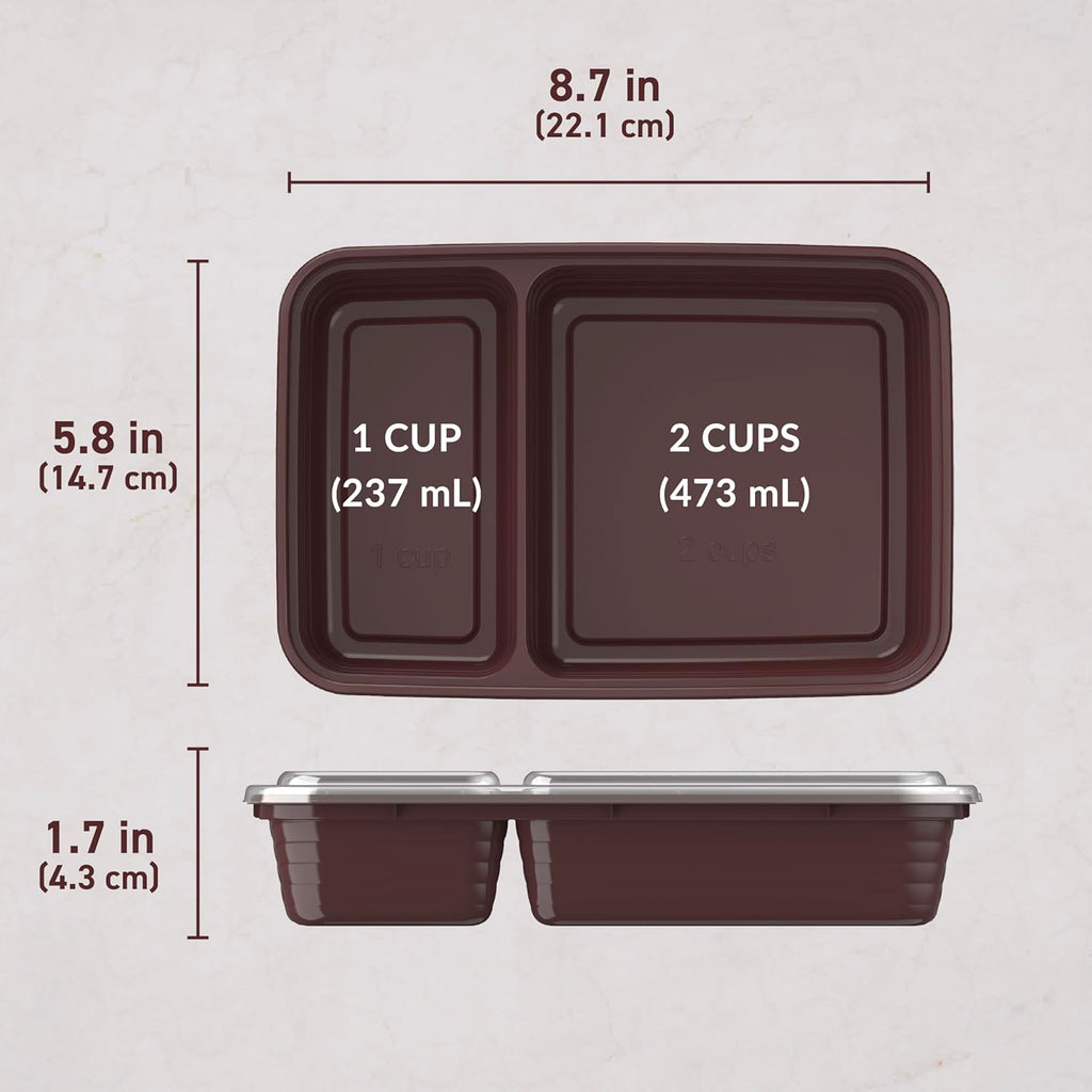 Bentgo Prep - 20-Piece Reusable Meal Prep Containers | Durable, BPA-Free, Microwave & Dishwasher Safe (Burgundy)