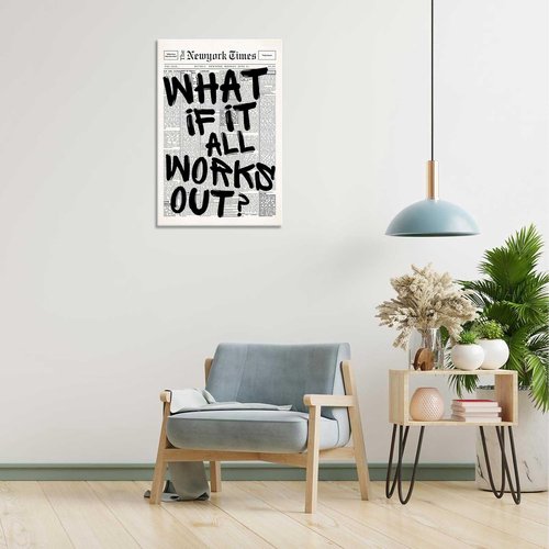 Drimiler Retro Black And White Newspaper Poster - Positive Affirming Canvas Wall Art | 16x24in Framed Decor