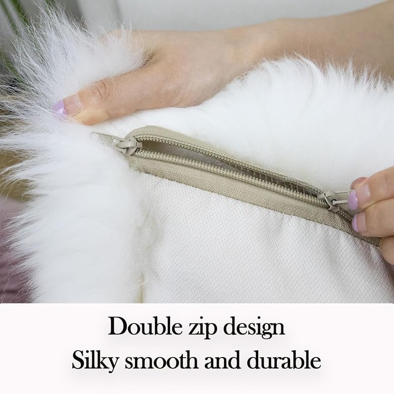 Forest Green 18x18 Luxury Sheepskin Cushion Cover - Faux Fur Pillow Case, 1pc (Variation of THIS listing)