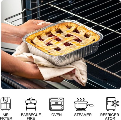 8x8 Square Aluminum Baking Cake Pans by [Brand Name] - Disposable Foil Pans with Clear Lids for Easy Food Storage