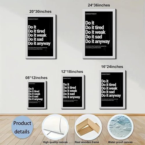 FLZYKGPA Vintage Motivational Canvas Wall Art - "Do It Anyway" Quote for Home Gym, Office & Gift