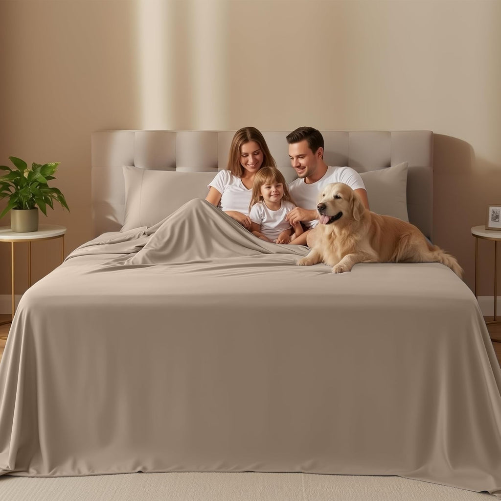Utopia Bedding Queen Size Sheet Set - Soft, Breathable Microfiber | 4-Piece in Beige, Oeko-Tex Certified