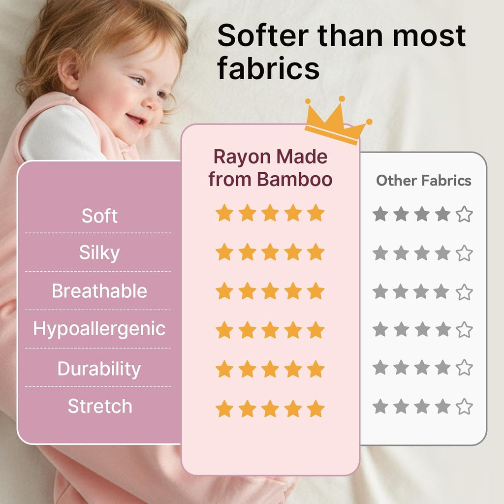 Supersoft Rayon Sleep Sack | Bamboo Toddler Wearable Blanket 1.0 Tog for 6-12 Months - Pink