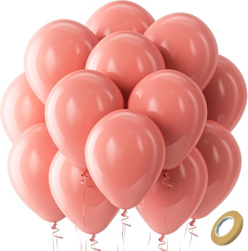 Bezente Dusty Pink Latex Balloons - 100 Pack 12-Inch Round Helium Blush Pink Party Decor