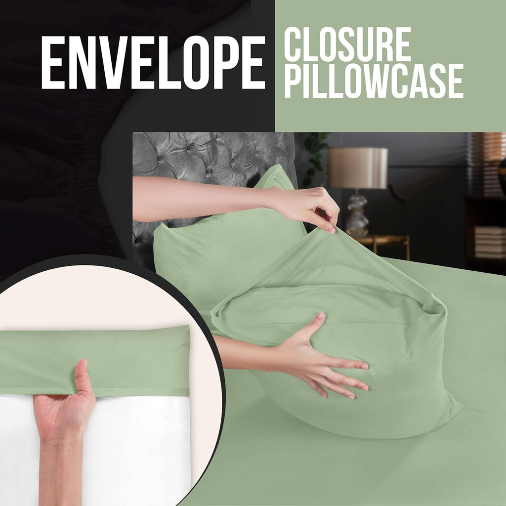Utopia Bedding Queen Pillow Cases - Soft Brushed Microfiber - Pack of 4 | Fade Resistant 20 X 30 Inches (Sage)