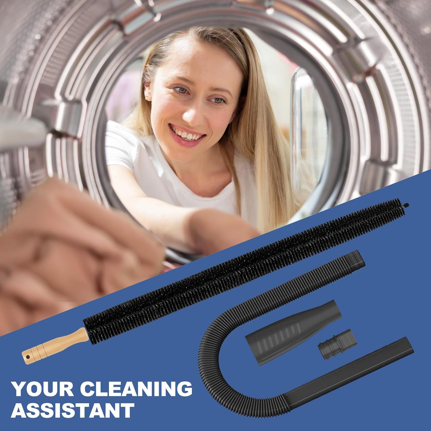Sealegend Dryer Vent Cleaner Kit - 2-Piece Lint Vacuum Attachment & Brush for Effective Cleaning | Flexible Black Hose